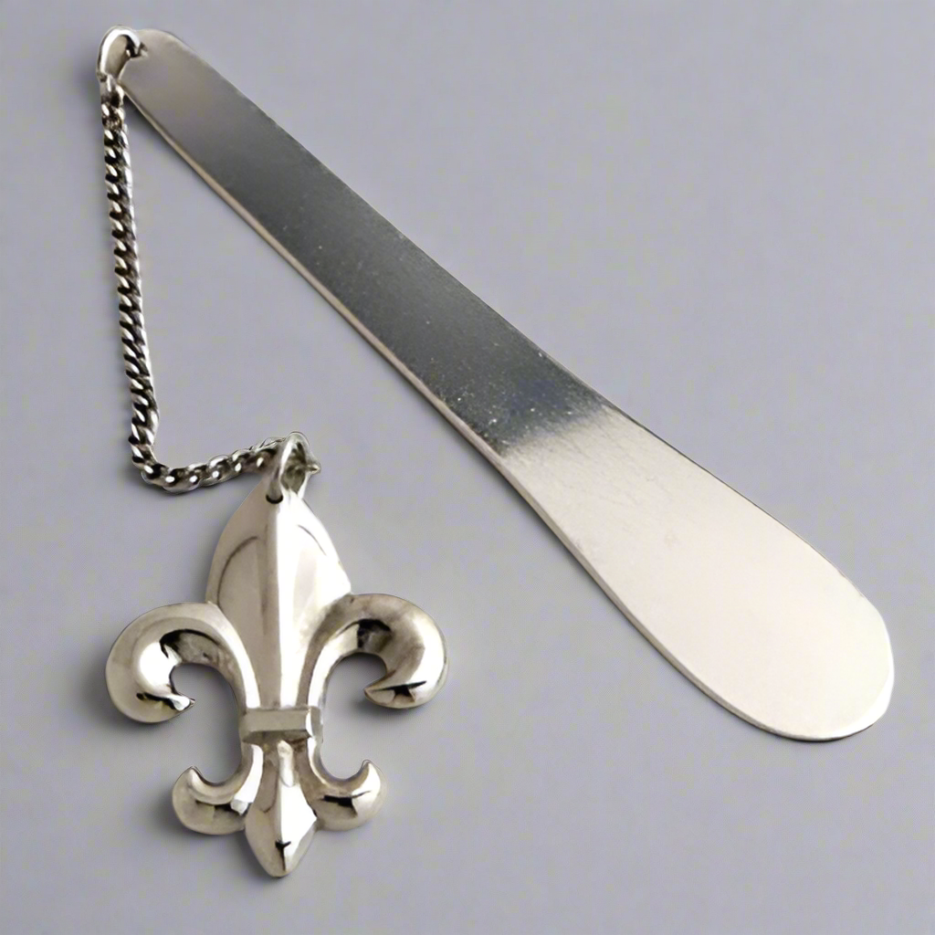 Nickel Fleur De Lis Bookmark - Set of 4. Tarnish Resistant Finish.