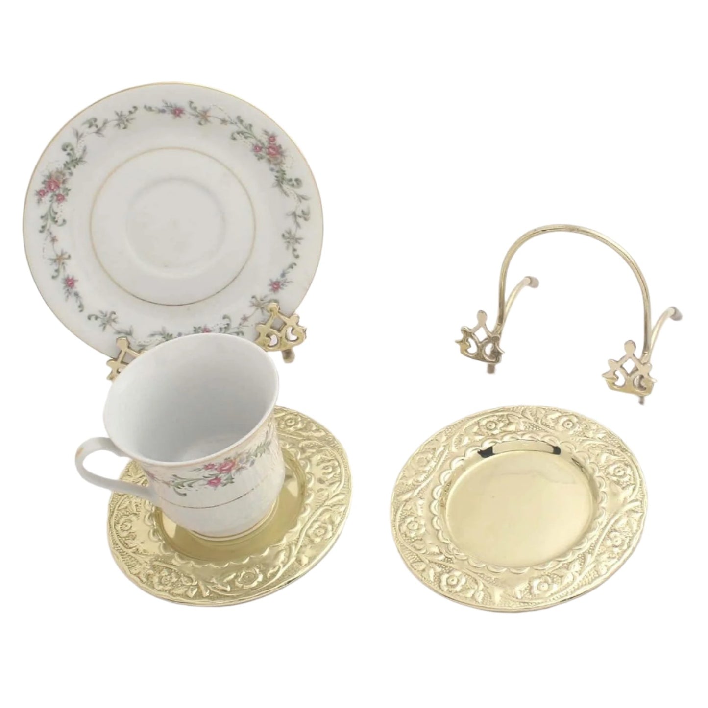 Brass Cup & Saucer Holder - Set of 2