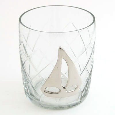 Nickel Boat On Glass Cup - Set of 3