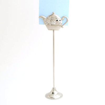 Nickel Teapot Table Number Holder - Set of 3