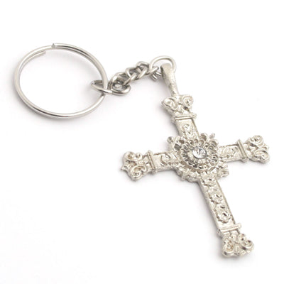 Nickel Cross Keyring - Set of 6