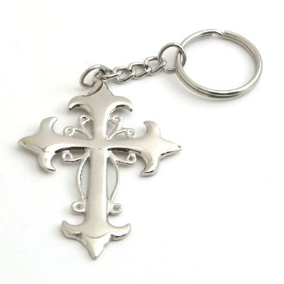 Nickel Cross Keyring - Set of 6