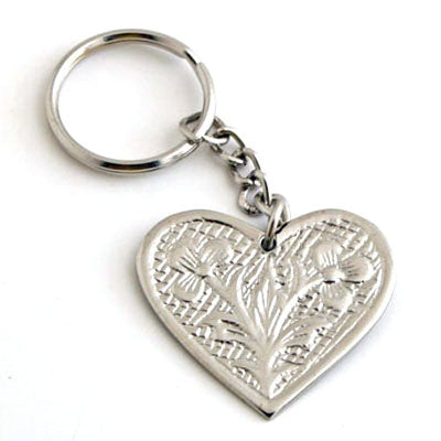 Nickel Heart Keyring - Set of 6