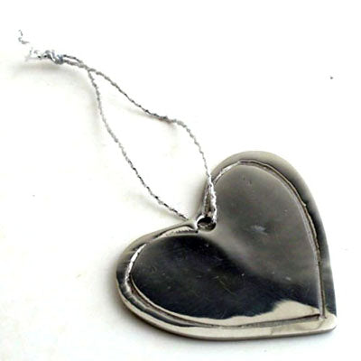 Nickel Plain Heart Ornament - Set of 12