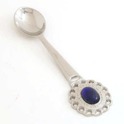 Nickel Spoon Blue Stone - Set of 6