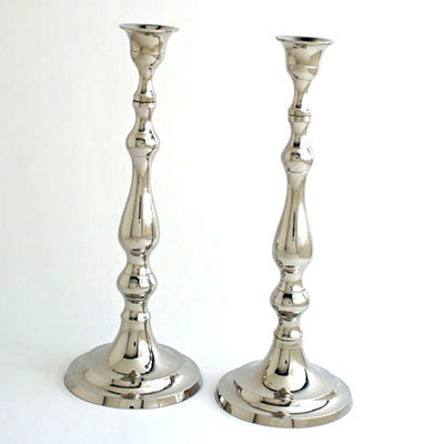 Nickel 9 1/2"Candlestick - Set of 2