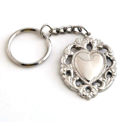 Nickel Heart Keyring - Set of 6