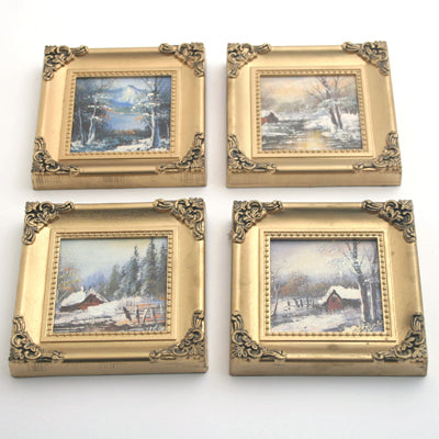 Oil Winter Gold Frame - Set of 4